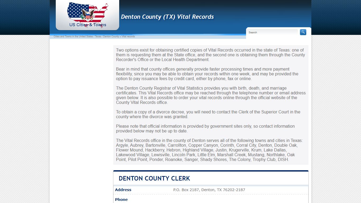 Denton County Birth, Marriage, Death Certificates